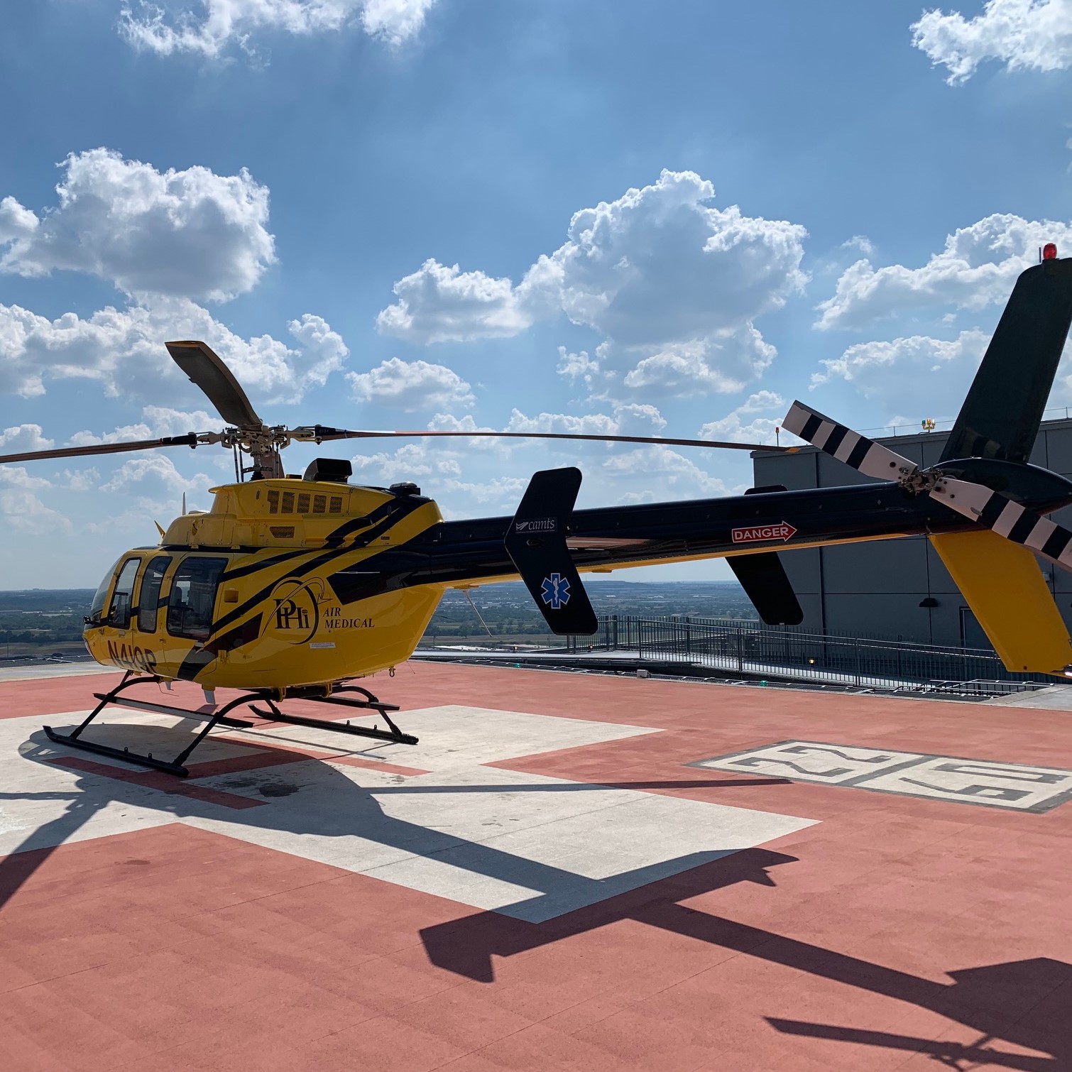 Medical helicopter lands on Parkland helipad
